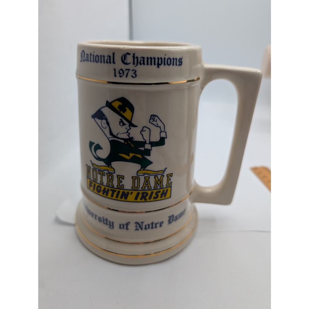 Vintage 1973 Notre Dame Fighting Irish National Champions Football Stein Mug